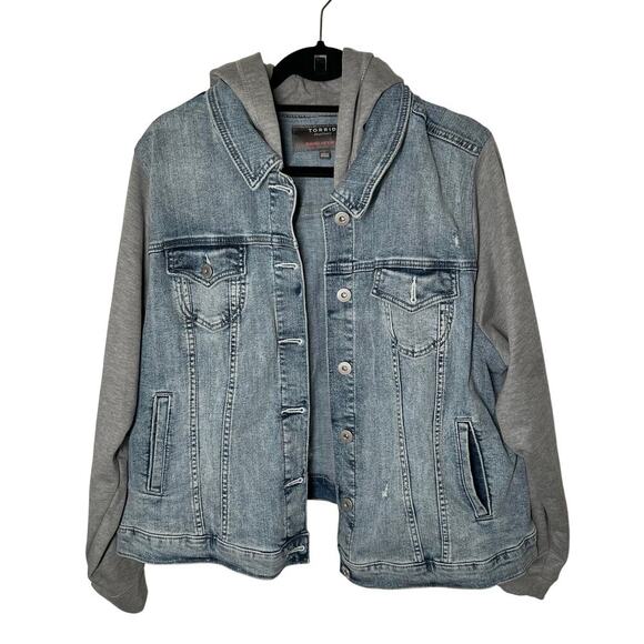 torrid Jackets & Blazers - Torrid Women's Denim and Fleece Hooded Trucker Jacket Size 3